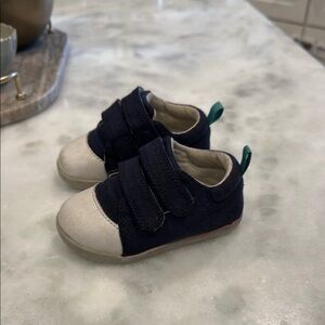 Blue and Cream Baby Walker Shoes with Velcro Closure